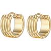 Elli Orecchini Donne Creoli Ranuras Struttura Chunky Colore Oro