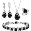 EVER FAITH Set di 4 orecchini a goccia, con zirconi cubici, per donne, matrimoni, feste, colore argento chiaro, Zirconia cubica, cubica