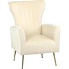 Totò Piccinni Poltrona CASTEL in Velluto imbottita con Gambe in metallo finitura oro design Vintage (Beige)