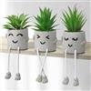 Dremisland 3 Pezzi Piante Artificiali in Vaso Piante Grasse Finte con Gamba Appesa Cemento Emozionale Finto Piante Grasse Decorazioni per Casa Ufficio Tavolo Scrivania Soggiorno Mensole
