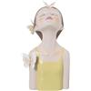 DRW Figura di un busto da ragazza in resina con farfalle e maglietta gialla 10x11x20 cm