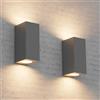 Aipsun 2 PCS Applique da Parete Esterno Interno Impermeabile Grigio scuro | IP65,Attacco GU10 Lampade da Parete Moderno in Alluminio, Up&Down Lampada a Muro, Lampadina non Inclusa