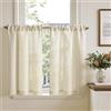 TOPICK Tendine per finestre in lino semitrasparenti, per soggiorno, casa di campagna, piccole finestre, 65 x 90 cm, colore naturale