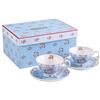 London Boutique Set di 2 tazzine da caffè e piattini in Stile Vintage, Motivo Floreale, Rosa, Lavanda, Colore: Blu