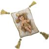 DRW Statuetta di un bambino Gesù in resina con cuscino in beige e oro 7x11x20 cm