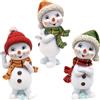 Dekohelden24 Bambino con neve con cappello e sciarpa in rosso, verde, arancione, set da 3 pezzi, lunghezza 8 x 6,8 x 14,5 cm