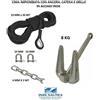 KIT ORMEGGIO BARCA CIMA IMPIOMBATA CON CATENA E GRILLI INOX + ANCORA HALL 8 KG