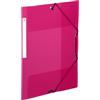 Viquel - Camicie in plastica A4 con lembi e etichetta identificativa laterale - Tasche trasparenti con chiusura elastica - A4 - Rosso lampone traslucido