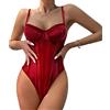Generic Body da Donna Sexy Spaghetti Cinturino Mesh Bodysuit Patchwork a Rete Trasparente Jumpsuits Senza Maniche Elasticizzato Aderente Going Out Leotard Top