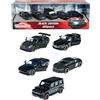 Majorette - Black Edition Giftpack, 212053174, + 3 Anni, 5 Veicoli Inclusi: Audi R8, Brabus B63, Nissan Gt3 Nismo Gtr, Dodge Demon, Mercedes-Amg Gtr, con Parti Apribili, Nero, Scala 1:64