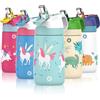FEIJIAN Borraccia Bambini acciaio inox con cannuccia, Senza BPA- 350ml