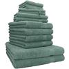 Betz Set di asciugamani in spugna Premium da 12 pezzi - 2 teli bagno - 4 asciugamani - 2 asciugamani per ospiti - 2 lavette - 2 guanti da bagno (verde abete)