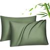 Fittia Lyocell - Set di 2 federe per cuscino in fibra di bambù, morbido, rinfrescante, traspirante, con chiusura lampo nascosta, 50 x 70 cm, colore: Verde bambù