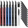 DOWELL Coltello multiuso Taglierina per scatola Coltello da hobby retrattile 6 pezzi con lame a scatto da 20 pezzi da 9 mm Manico in alluminio resistente Taglio di scatole di cartone o fai da te
