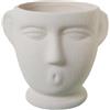 DRW Vaso Volto di Ceramica in Beige Sabbia 14x14x17 cm