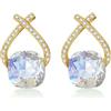 YONVUN austriaco cristallo goccia orecchini placcati 18K / oro rosa zircone pietra preziosa appesa orecchini rubino zaffiro smeraldo argento gioielli regalo per moglie mamma figlia fidanzata
