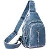 NAOYQ Zaino Monospalla con Tracolla Crossbody Sling Bag Borsa Tracolla Donna Zainetto Piccolo con tracolla larga Borsa a Spalla Piccola Borsa con Cerniera Pu Pelle lavata Morbido Blu