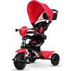 Mondial Toys Triciclo QPlay Cosy 4in1 con Maniglione Direzionabile Borsa e Cappottina Parasole (Rosso)