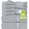 Utopia Towels Set Di Asciugamani Da 8 Pezzi Grigio Fresco | 2 Asciugamani Da Bagno, 2 Asciugamani a Mano, 4 Panni Da Lavare, Altamente Assorbente Per Bagno, Palestra, Hotel e Spa