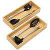 Winter Shore Organizer Cassetti Cucina in Bambù [2 Set] - Portaposate Legno Naturale Impilabili - Porta Posate Cucina Cassetto Grande per Dispensa e Argenteria - 15,5 x 6,5 x 38,5 cm