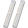 Jinlaili Confezione da 2 luci wireless sotto l'armadio, 10 LED con sensore di movimento per armadio, luci sotto armadio con striscia magnetica, barra LED