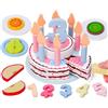 Atoylink Torta di Compleanno in Legno, Accessori da cucina in legno con Numeri Candele frutta di legno, Torta Finta Giocattolo Giochi di Legno Educativo Regalo per Bambina Bambini 1 2 3 4 5 Anni