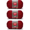 Red Heart Soft Really Red - Gomitolo di filato acrilico, 3 confezioni da 141 g, 4 medi (pettinati), 256 m, per lavori a maglia/uncinetto