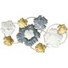 Printerland Quadro in Metallo Fiori 91x51x5 cm oro bianco Scultura da parete Decorazione Muro moderno murale shabby industrial complemento arredo soggiorno salotto camera letto cucina ufficio (3)