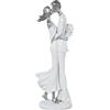 DRW Figura di una coppia che bacia in resina bianca e argento 7x9x19 cm