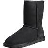 UGG Classic Short Leather, Stivale Clasico Donna, Nero (Black), 36 EU