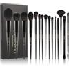 Docolor 15 Pezzi Set Pennelli Make Up Professionale Pennello Trucco Serie Obsidian Nero Collezione Versatile Polvere Fondazione Contorno Correttore Ombretto Piega Miscelare Eyeliner Sopracciglio