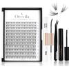 Oreola Kit ciglia individuali Ciglia finte 228Pcs Ciglia individuali con legame e sigillo naturale 0,07D 20D 8-15mm Cluster di ciglia con struccante e applicatore, Estensioni ciglia fai da te a casa