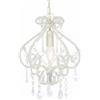 vidaXL Lampadario con Perle di Cristallo Rotondo 1 Lampadina E14 Lampada Soffitto Luce Pendente Base in Metallo Bianco Gocce Acrilico Trasparente