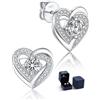 MomentWish Orecchini Argento Cuore, Moissanite 1 Carato Orecchini Da Donna 925 Argento Sterling Diamante per Le Donne
