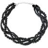 COOLSTEELANDBEYOND Multi Strati Intrecciato Nero Perla Statement Collana Catena Girocollo Choker