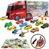 BAKAJI Camion Bisarca Porta Auto con 6 Macchinine Giocattolo Bambini Idea Regalo