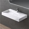doporro Lavabo da Appoggio Lavabo Bagno Rettangolare Sospeso da 70cm Bianco Lucido, Lavandino Bagno da Minerale Fuso con Un Foro per Rubinetto 70x46x11 cm, Set di Scarico Incluso Colossum19