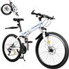 BJTDLLX Bicicletta pieghevole da 26 pollici, per adulti, mountain bike, 21 marce, pieghevole, per adulti, 120 kg, per fuoristrada, doppio disco