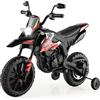 COSTWAY 12V Aprilia Moto Cavalcabile per Bambini, Motocicletta Elettrica con Ruote Ausiliarie e Musica Wireless, Sospensione a Molla, Moto Elettrica alla Moda per Bambini 3-8 Anni (Rosso)