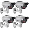 ERWEY 4 Pezzi Telecamera Finta di Sicurezza Solare, Telecamera di Sorveglianza CCTV Simulata per Uso Interno o Esterno con Luce LED Lampeggiante (Argento)