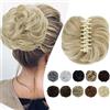 Elailite Posticci per Chignon Capelli Donna con Clip Pinza Chignon Finto Elastico Gonfio Voluminoso # Biondo Cenere/Biondo Chiaro Hair Bun Coda di Cavallo (Diametro 15cm)