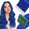 Easyouth Extension Adesive Invisibili Capelli Veri Blu Extension Capelli Umani Biadesivo Blue Adesive Estensioni dei Capelli Remy 55cm 25g 10Pz