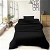 IlGruppone Set Lenzuola 100% Cotone Di Flanella Completo Letto Made In Italy Anti-Pilling Tinta Unita Lenzuolo Sopra Sotto Federe (Piazza e mezza, Nero)