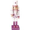 Ciao Schiaccianoci Natale Soldatino con spada (24cm) in legno glitterato, rosa/bianco