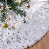 Lanpn Tappeto Sotto Albero di Natale 120cm, Grande Lusso Copertura Base Piede Gonna per Decorazioni Natalizie (Argento)