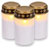 MIJOMA Lumini funerali a LED per esterni, funzionamento a batteria, effetto tremolante realistico, durata 6 mesi, luce funerale, lampada per tomba (set da 3 pezzi, bianco)