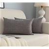 GIRASOLE HOME Coppia Federe Cuscini in Simil Lino Antiacaro e Ipoallergenico Per Divano e Letto Copricuscini Arredamento Casa con Zip Invisibile 2 pezzi (30x50cm, Grigio)