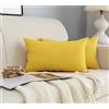 GIRASOLE HOME Coppia Federe Cuscini in Simil Lino Antiacaro e Ipoallergenico Per Divano e Letto Copricuscini Arredamento Casa con Zip Invisibile 2 pezzi (30x50cm, Giallo)