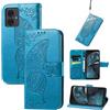 JIUNINE Cover per Motorola Moto G14, Custodia Libro in Pelle Portafoglio Case Flip Antiurto con Disegni di Farfalla [Porta Carte] [Magnetica] [Interno TPU] per Motorola Moto G14, Blu