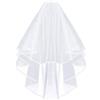 nuluxi 2 Strato Bianco Velo Sposa con Pettine Elegante 2 Strato Nuziale Velo Unico Velo Elegante Nuziale Perfetti per Addio al Nubilato Festa di Fidanzamento Squadra Sposa e Matrimonio